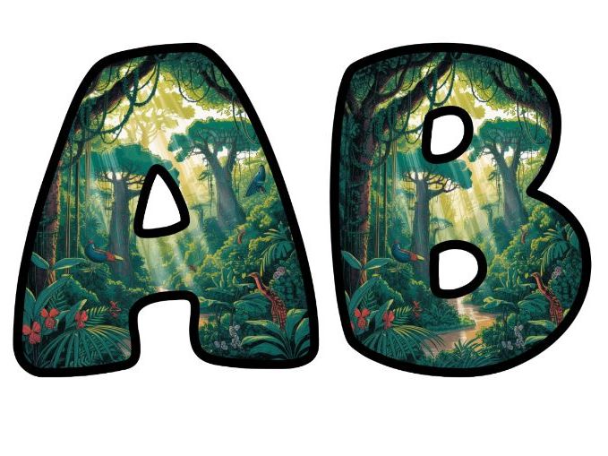 Amazon Rainforest Birds Alphabet Letters | Classroom Display, A-Z 0-9 and Signs