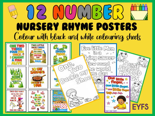 12 Number Nursery Rhyme Posters and Sheets
