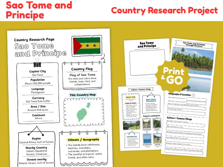 São Tomé and Príncipe Country Research Project | Geography & Culture Worksheets