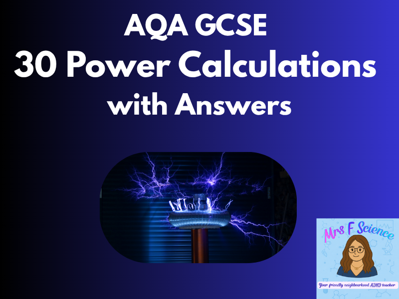GCSE Physics Power Calculations Worksheet | AQA, Edexcel & OCR | Exam Practice + Answers
