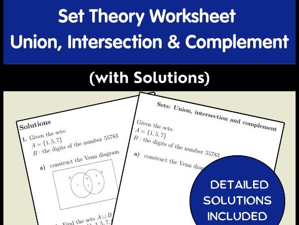Set Theory Worksheet - Union, Intersection & Complement (with Solutions)
