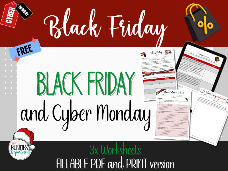 FREE Black Friday and Cyber Monday Worksheets | Sales, Advertisments, Consumer