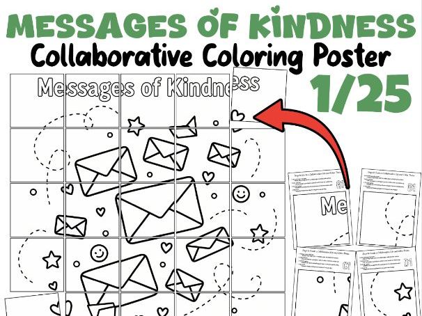 Messages of Kindness Collaborative Coloring Poster | Reconnection Day SEL Activity