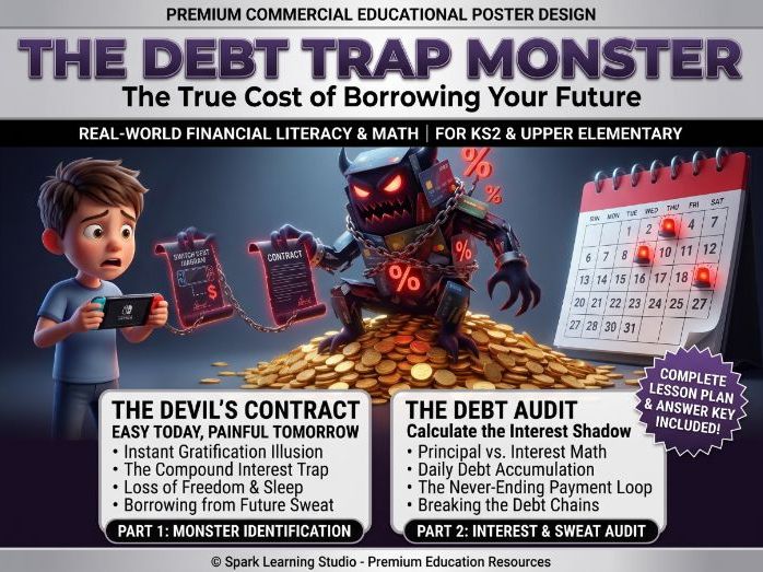 The Debt Trap Monster: Financial Math & Interest Worksheets (KS2)
