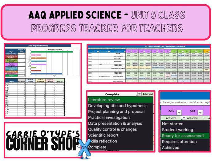 Unit 5: Science Investigative Skills - Class Progress Tracker for Teachers - AAQ Pearson Applied Sci