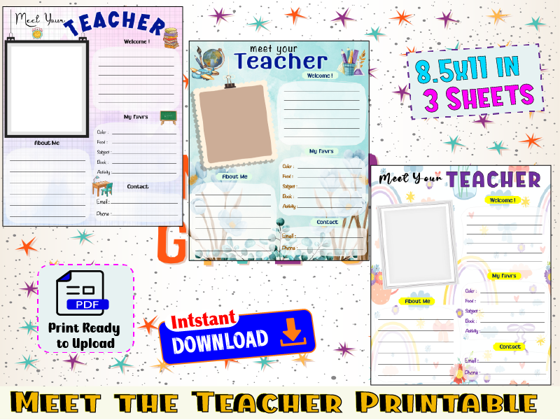 Meet the Teacher Printable |Back to School Teacher Introduction Sheet