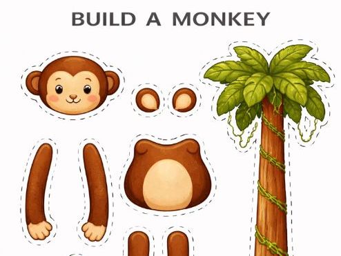 Cut and Paste a Monkey- Fine Motor Skills