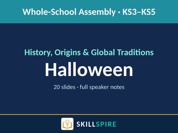 Halloween Assembly | History, Origins & Global Traditions| KS3–KS5 | 20 Slides + Full Speaker Notes