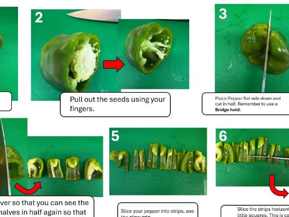 Food Technology knife skills - Bell Pepper dicing