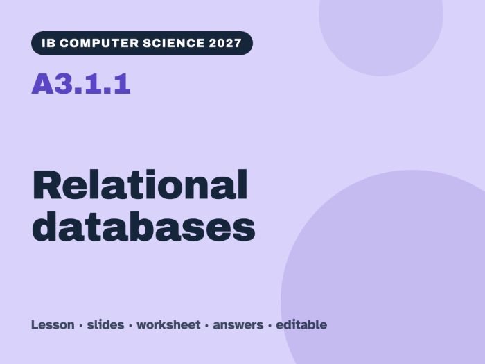 IB Computer Science 2027 – A3.1.1 Relational databases – Lesson & Worksheet
