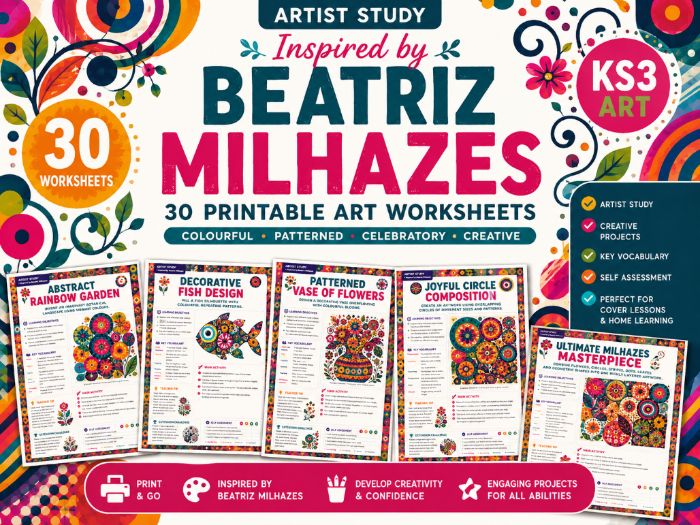 Beatriz Milhazes Artist Study | 30 Creative Art Worksheets | KS3 Art | Colour, Pattern & Composition
