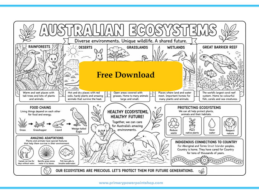 FREE Australian Ecosystems Colouring Sheet | KS1 KS2 Science & Geography
