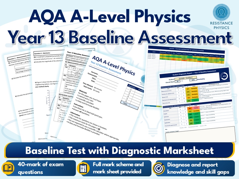 A-Level Physics - Year 13 Baseline Assessment with Diagnostic Marksheet