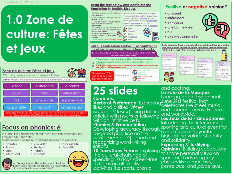 NEW 2026 GCSE French. Higher/ Rouge. Module 1. Zone de culture. Fêtes et jeux