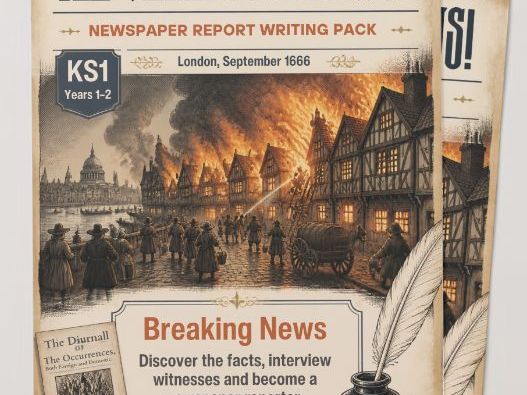Great Fire of London Newspaper Report Writing Pack | KS1 History & English | Year 1 & 2