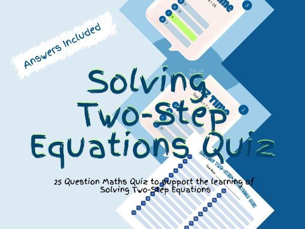 Maths Solving Two-Step Equations Quiz Game Activity