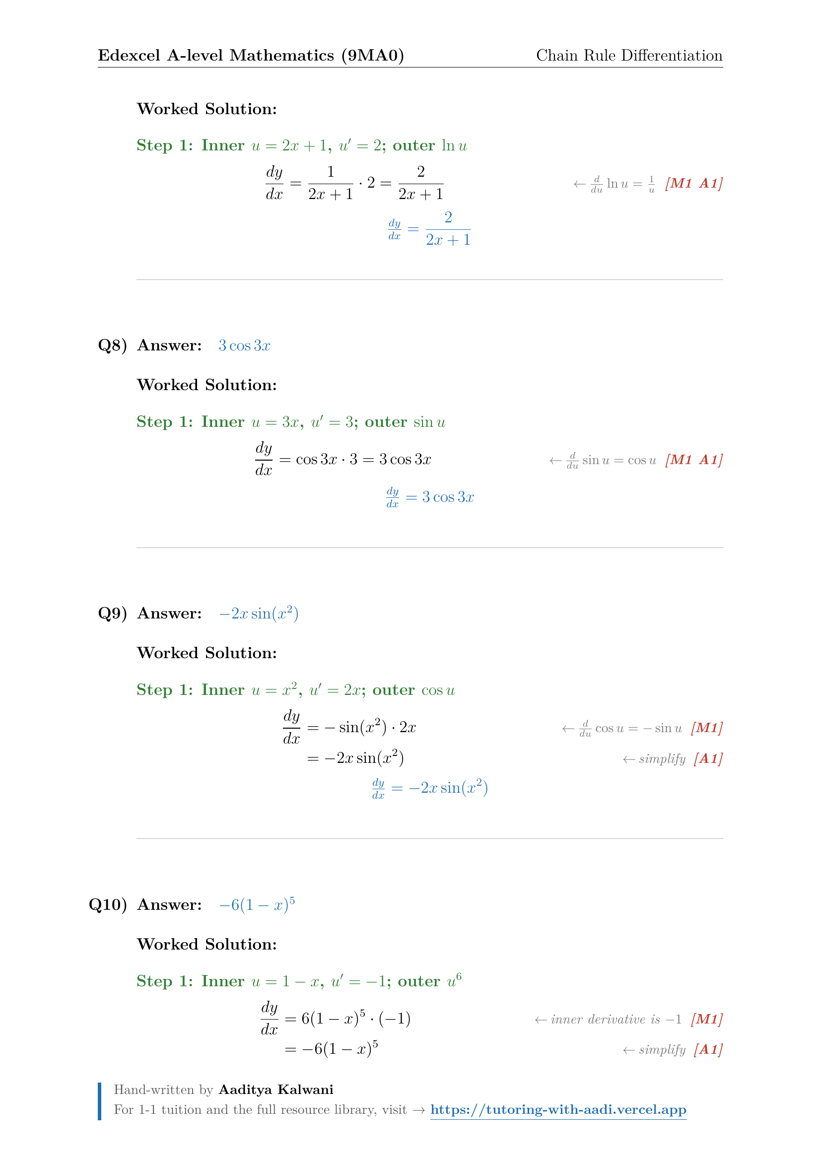 Chain Rule Differentiation | 40 Worked Examples | Edexcel A-Level Maths ...
