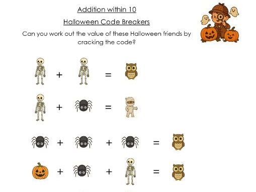 Addition within 10 – Halloween code breakers