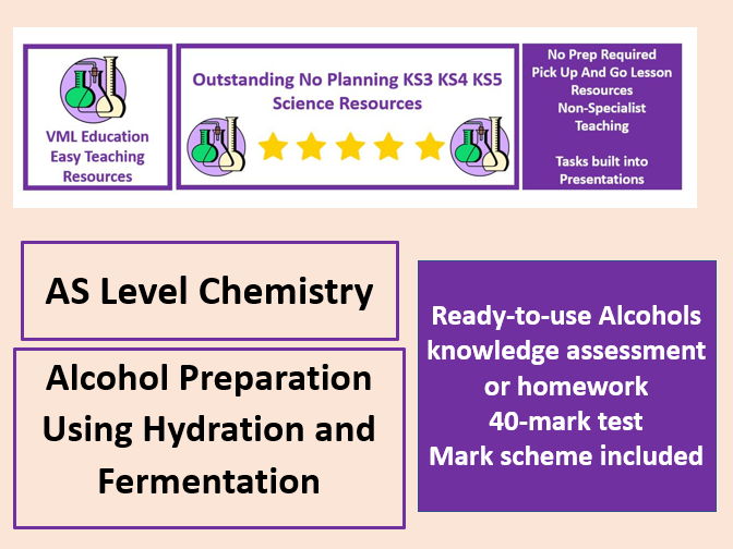 A Level Chemistry Alcohols Preparation Assessment with Mark Scheme