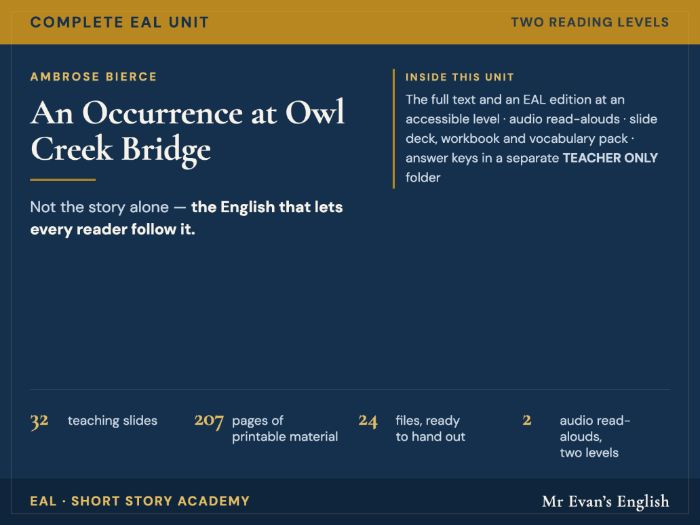 An Occurrence at Owl Creek Bridge | KS3 KS4 English | Complete Unit + EAL