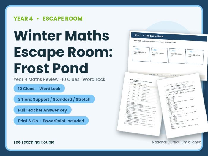 Winter Maths Escape Room | Year 4 Review | Frost Pond