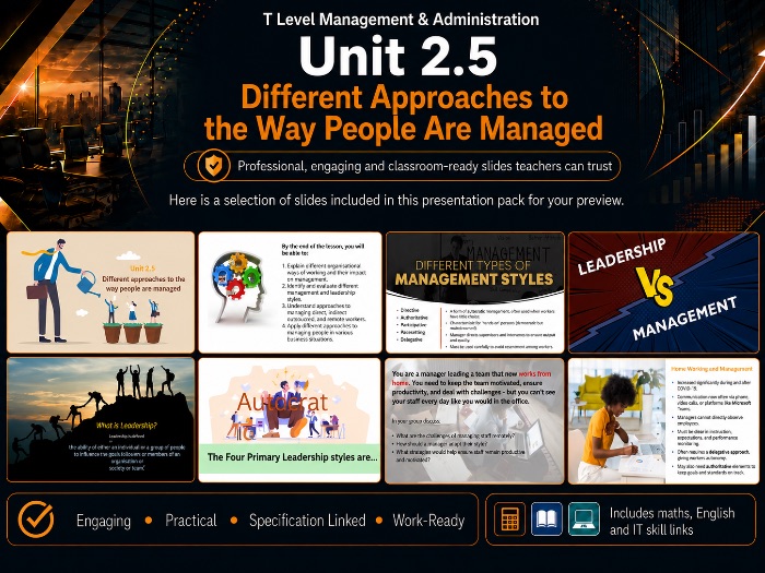 Unit 2 Spec 2.5 Different approaches to the way people are managed - T Level Management & Admin Core
