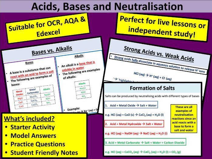 Acids, Bases and Neutralisation