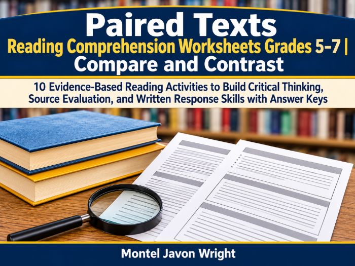 Paired Texts Reading Comprehension Worksheets Grades 5–7 | Compare and Contrast
