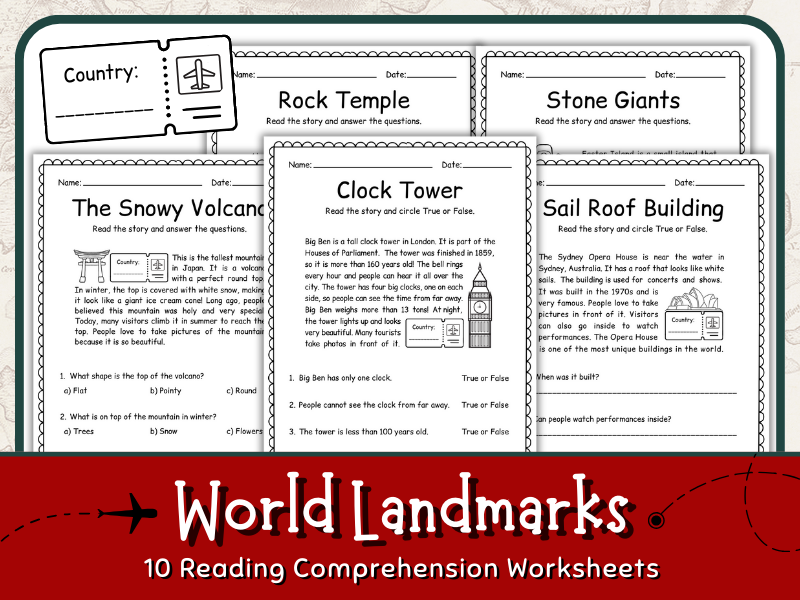 World Landmarks Reading Comprehension | Printable Worksheets