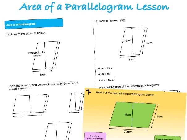 Year 6 Area, Perimeter and Volume - Area of a Parallelogram Lesson