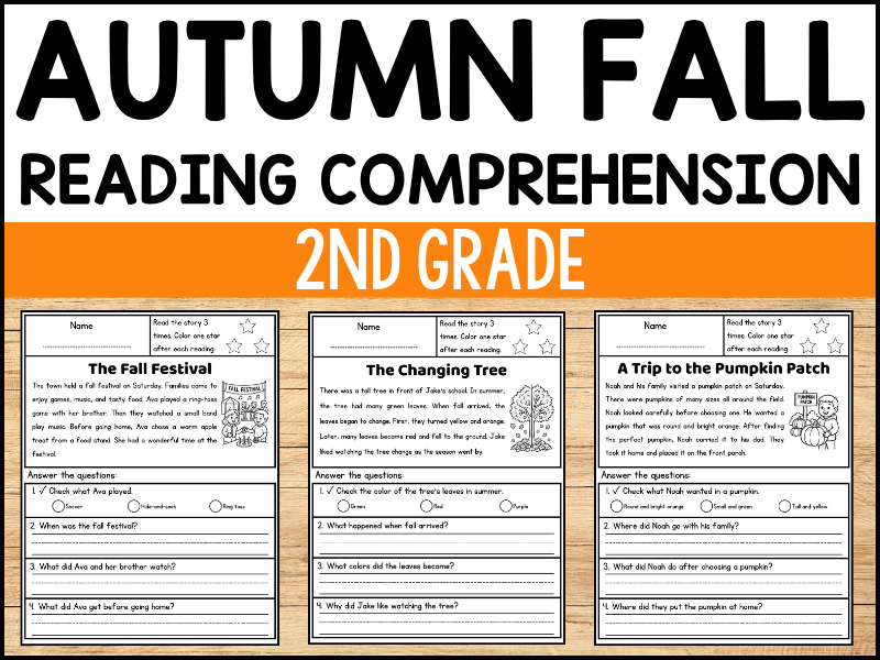 2nd Grade Fall Reading Comprehension Passages and Questions Worksheets