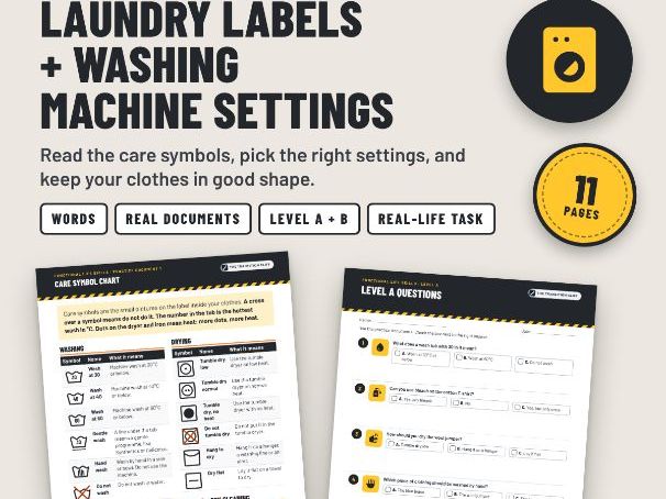 Laundry Labels + Washing Machine Settings - SEND KS3 KS4 Post-16 Life Skills (UK)