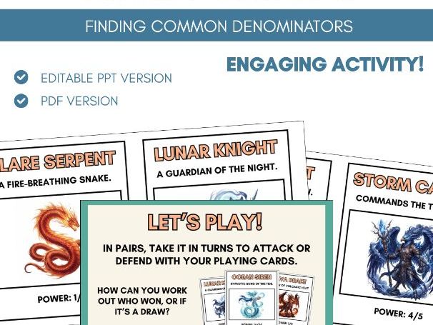 Finding Common Denominators | Comparing Fractions | Card Game | Fractions