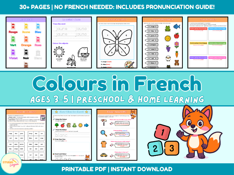 French Colours Pack | EYFS Workpack | KS1 | Games & Activities for Early Years | Homeschool PDF