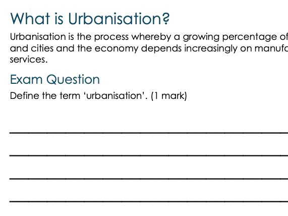 Edexcel IGCSE Urban Environments Complete Revision Booklet