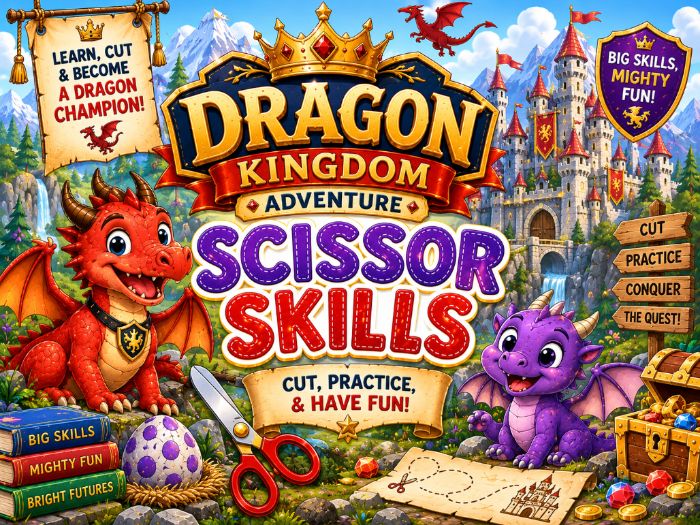 Dragon Scissor Skills Worksheets | Cutting Practice & Fine Motor Activities | Preschool–1st Grade