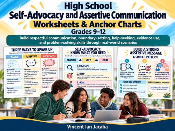 Self-Advocacy & Assertive Communication Worksheets | High School Life Skills Grades 9–12