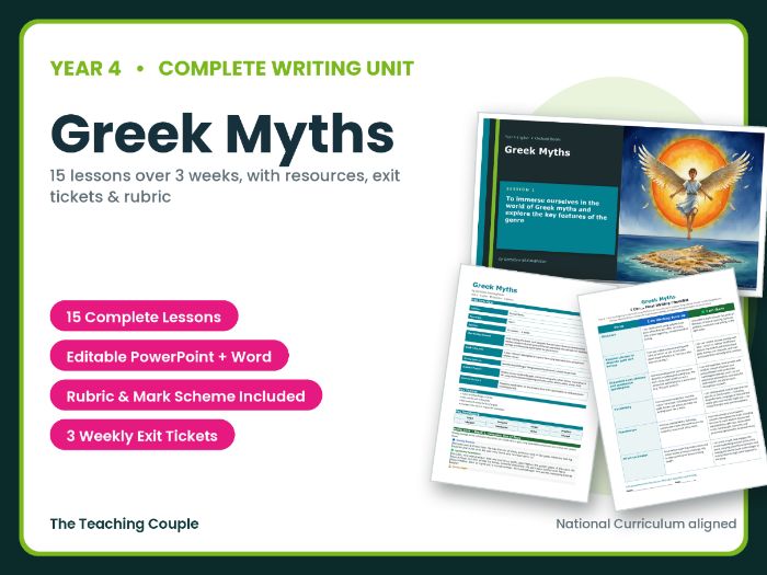 Greek Myths | Year 4 English Unit | 15 Complete Lessons + Resources
