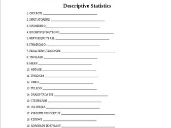 Descriptive Statistics Word Scramble for a Statistics Course | Teaching ...