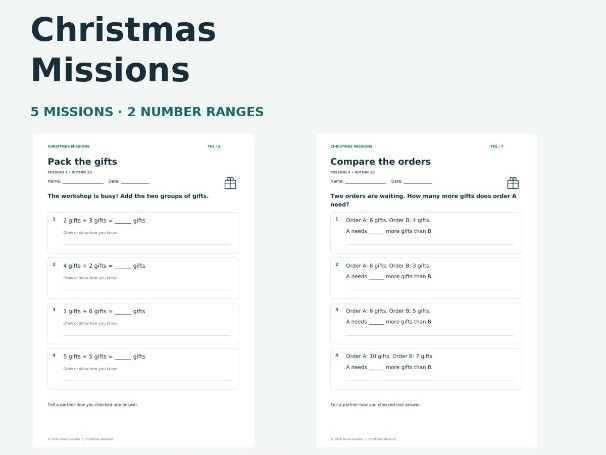 Year 1 Christmas Maths: 5 Festive Missions