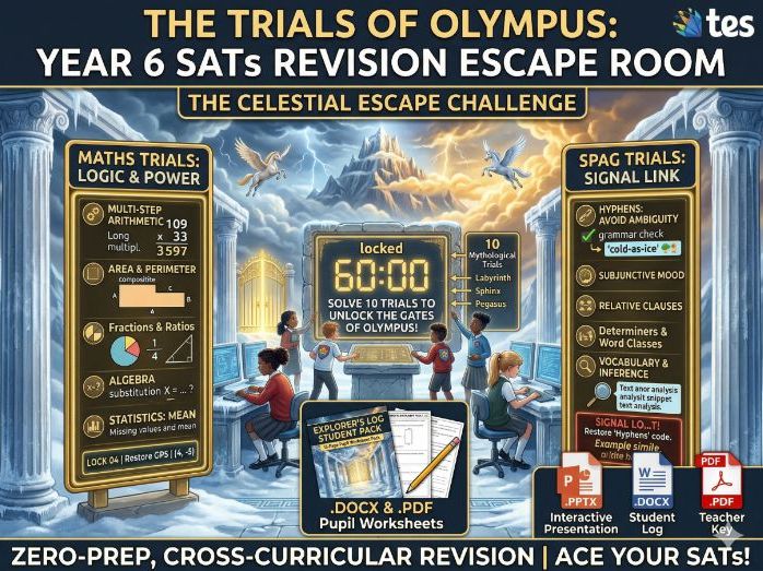 Year 6 Maths & English SATs Revision Escape Room - The Trials of Olympus