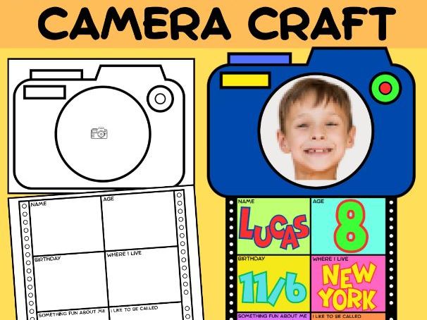 All About Me Camera Craft | Back to School Art & Writing First Week Activities