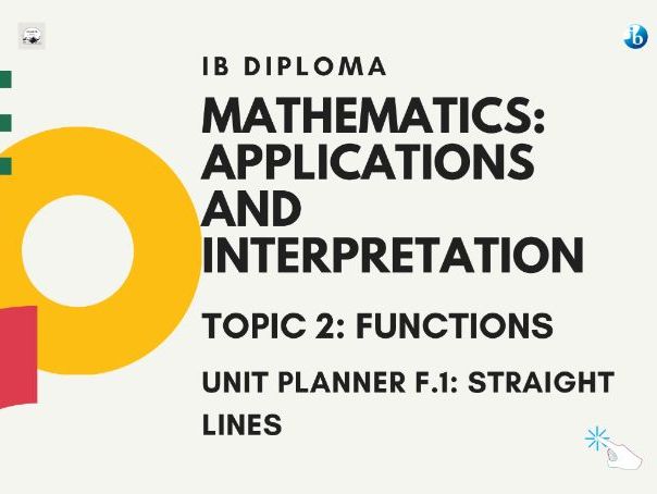 IB DP Mathematics AI - Topic 2: Functions, Unit Planner F.1 Straight Lines, SL & HL
