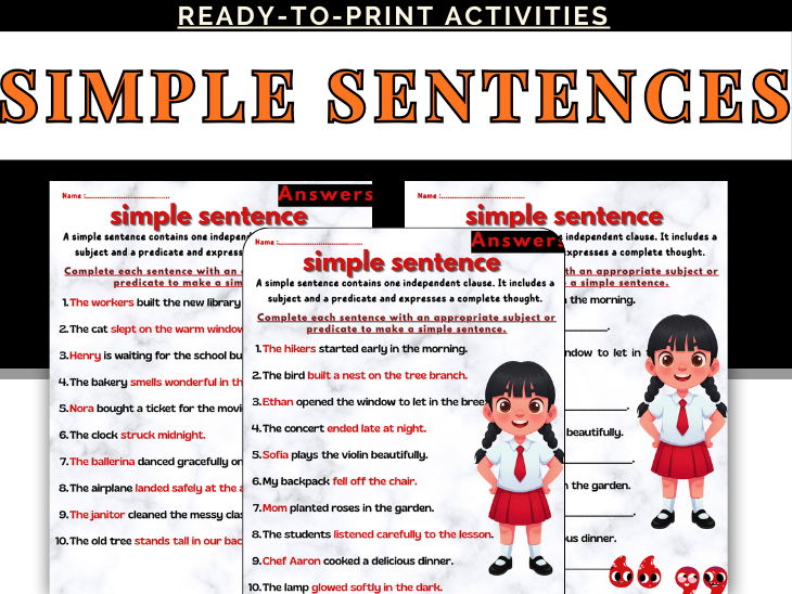 Simple Sentences Worksheets | Build Sentence Structure Skills