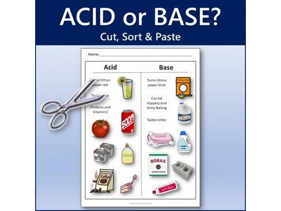 Acids or Bases? Cut, Sort & Paste | Printable Worksheet