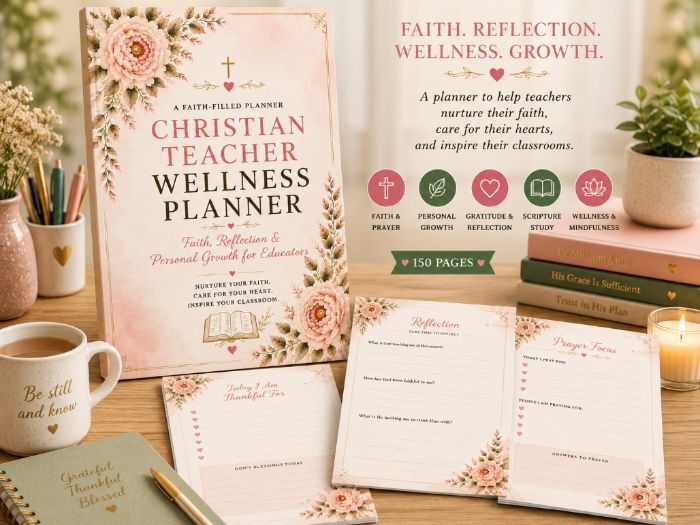 Christian Teacher Wellness Planner | Faith, Reflection and Personal Growth Resource for Educators