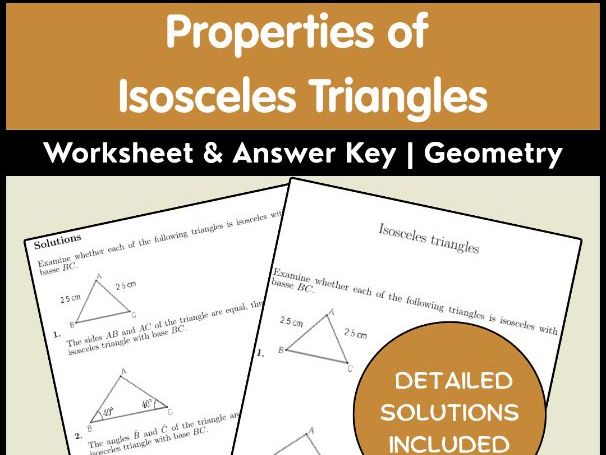 Properties of Isosceles Triangles Worksheet & Answer Key | Geometry