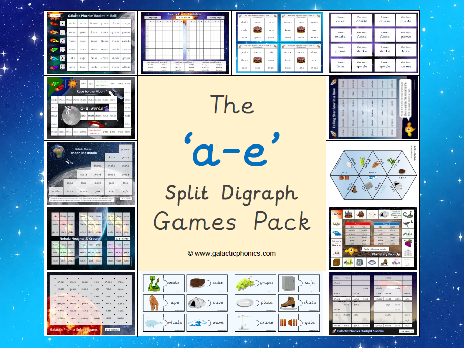 The 'a-e' split digraph phonics games pack