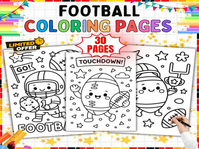 Football Team Coloring Sheets | 30 Pages | Sports Printables for Classrooms