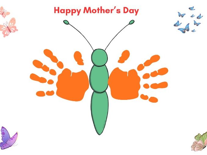 Happy Mother’s Day Handprint Butterfly Craft | Colour Mixing Activity | Printable Craft with Sentenc